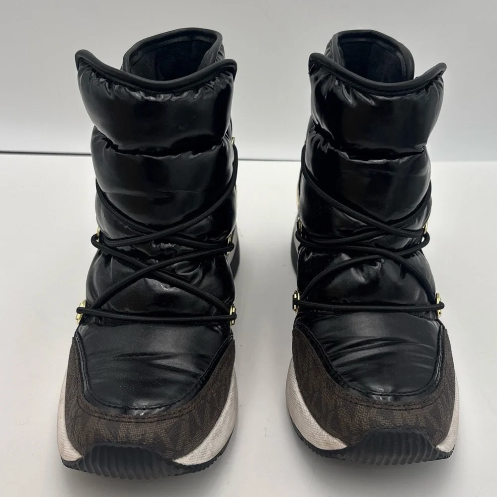 Michael Kors Black Quilted Winter Boots‎ with Gold Accents